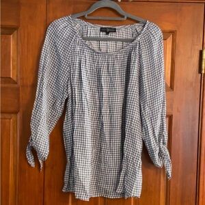 Fred David black & white checked blouse, size L, great condition.